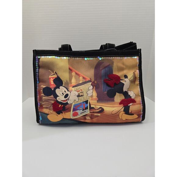 Disney Minnie Mouse Mickey Mouse Tote Purse Womens Beaded Bag 13X10 New with tag - Picture 1 of 5